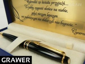 Długopis Waterman Expert czarny GT GRAWER Tabliczka
