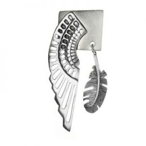 wisiorek srebrny duży skrzydło i 
pióro