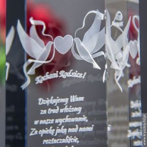 Pamiątka Ślubu Gołąbki Miłości 3D z Twoją dedykacją • GRAWER 3D